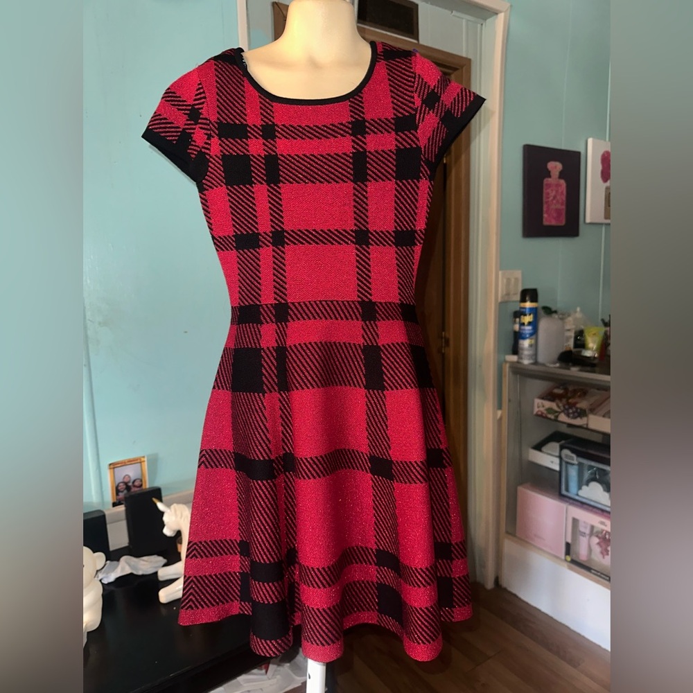 My Michelle Red and Black Plaid Mini Dress